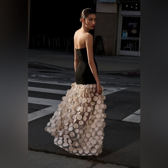 Bronx and Banco Dresses & Skirts - Bronx and Banco Black Strapless Bodice with Cream Appliqué Maxi Skirt